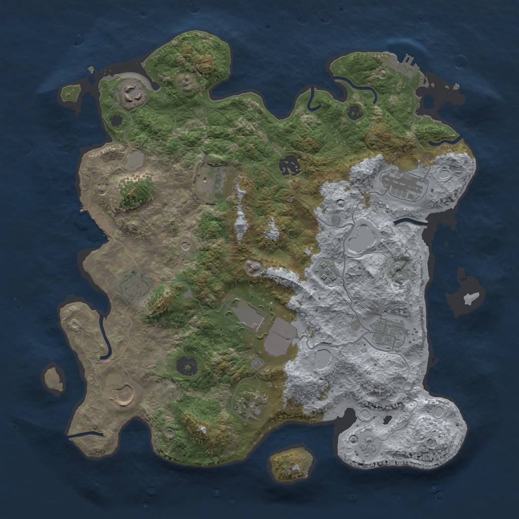 Rust Map: Procedural Map, Size: 3700, Seed: 735817562, 19 Monuments