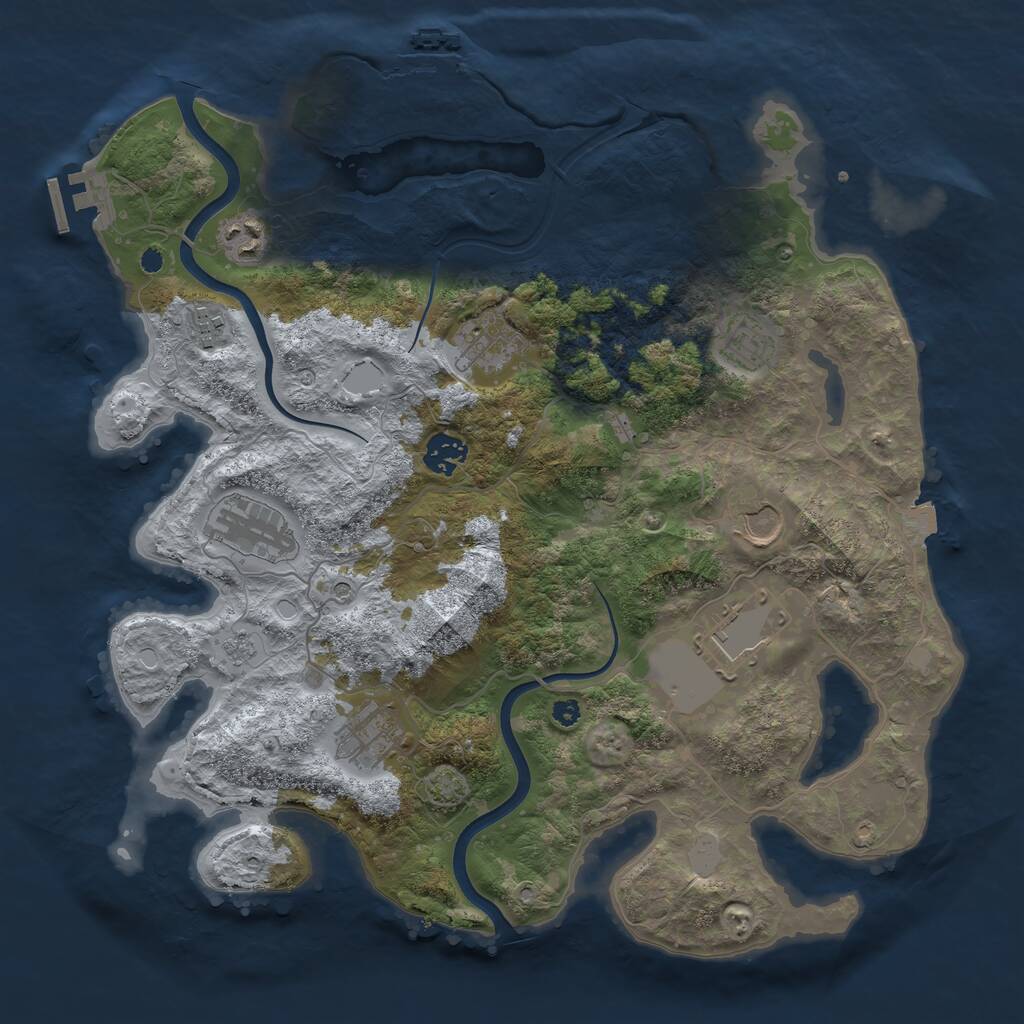 Rust Map: Procedural Map, Size: 3700, Seed: 648713005, 15 Monuments