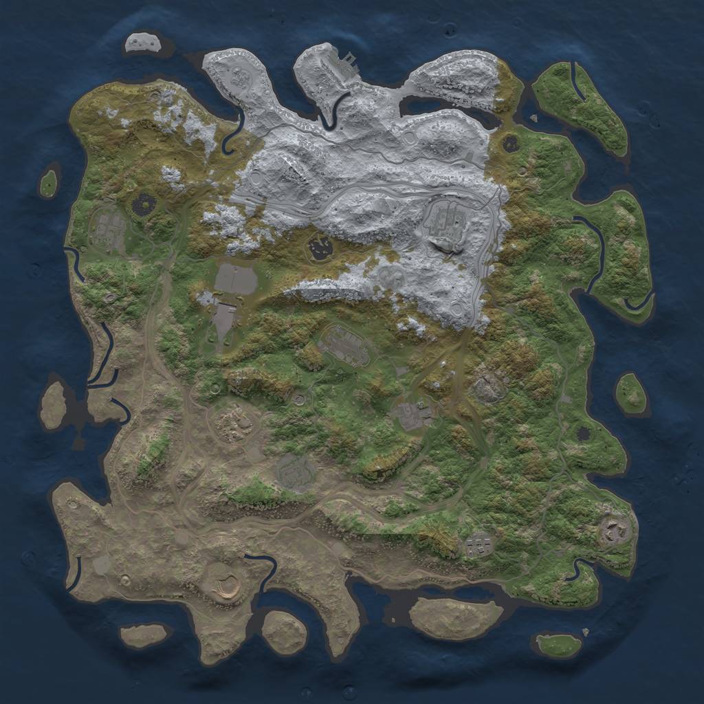 Rust Map: Procedural Map, Size: 4500, Seed: 987450007, 19 Monuments