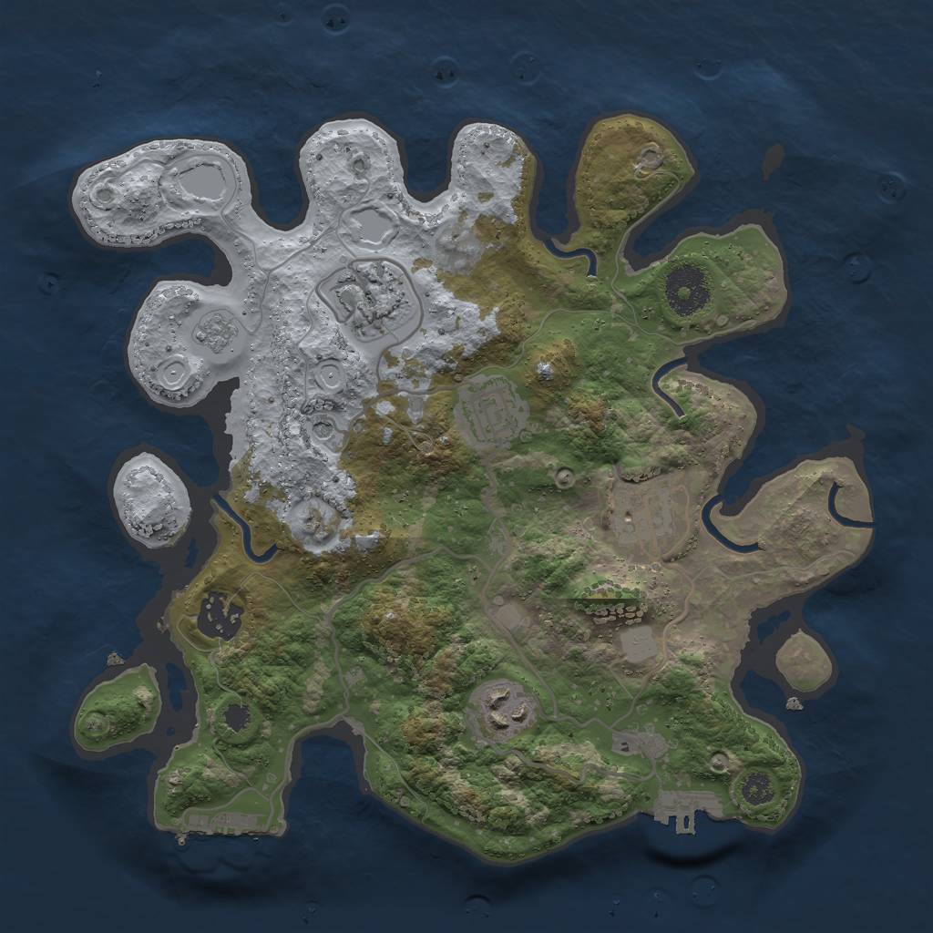 Rust Map: Procedural Map, Size: 3000, Seed: 850446, 14 Monuments