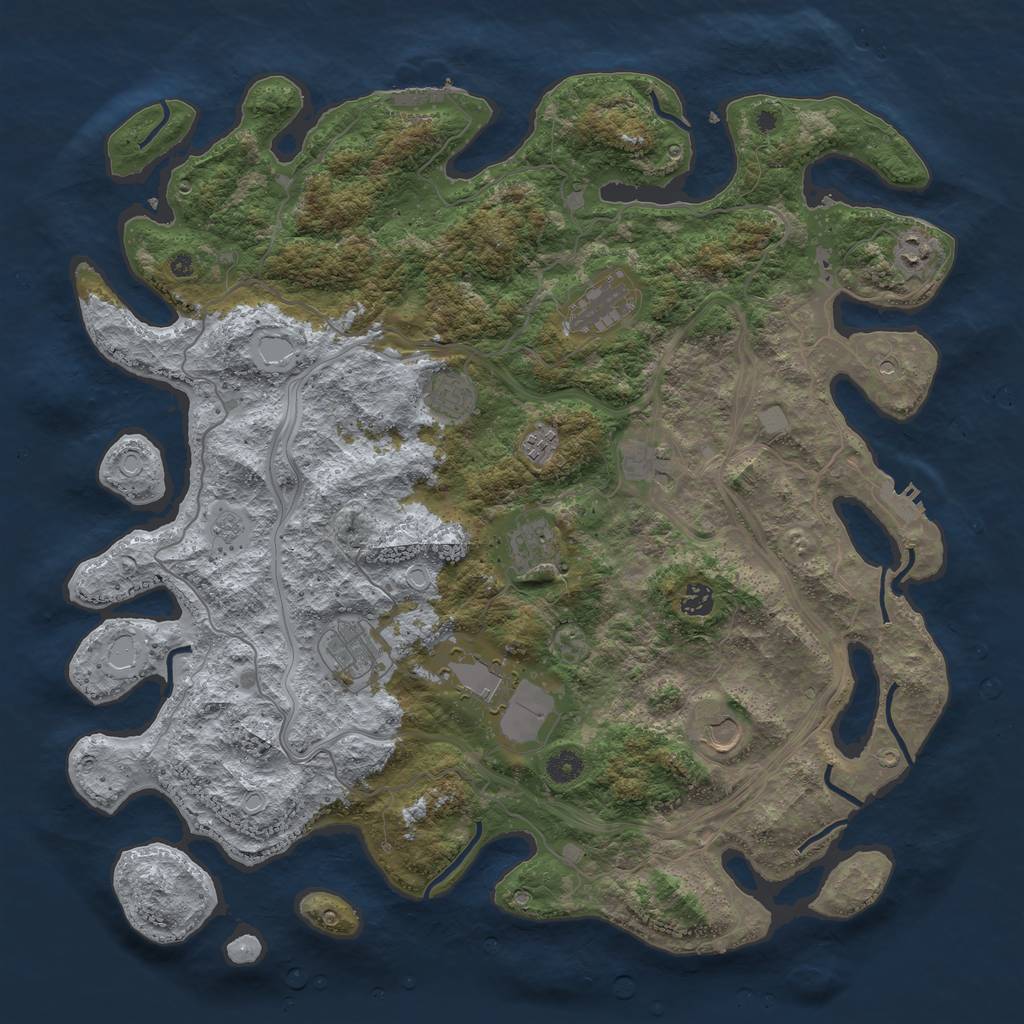 Rust Map: Procedural Map, Size: 4500, Seed: 1446135175, 19 Monuments