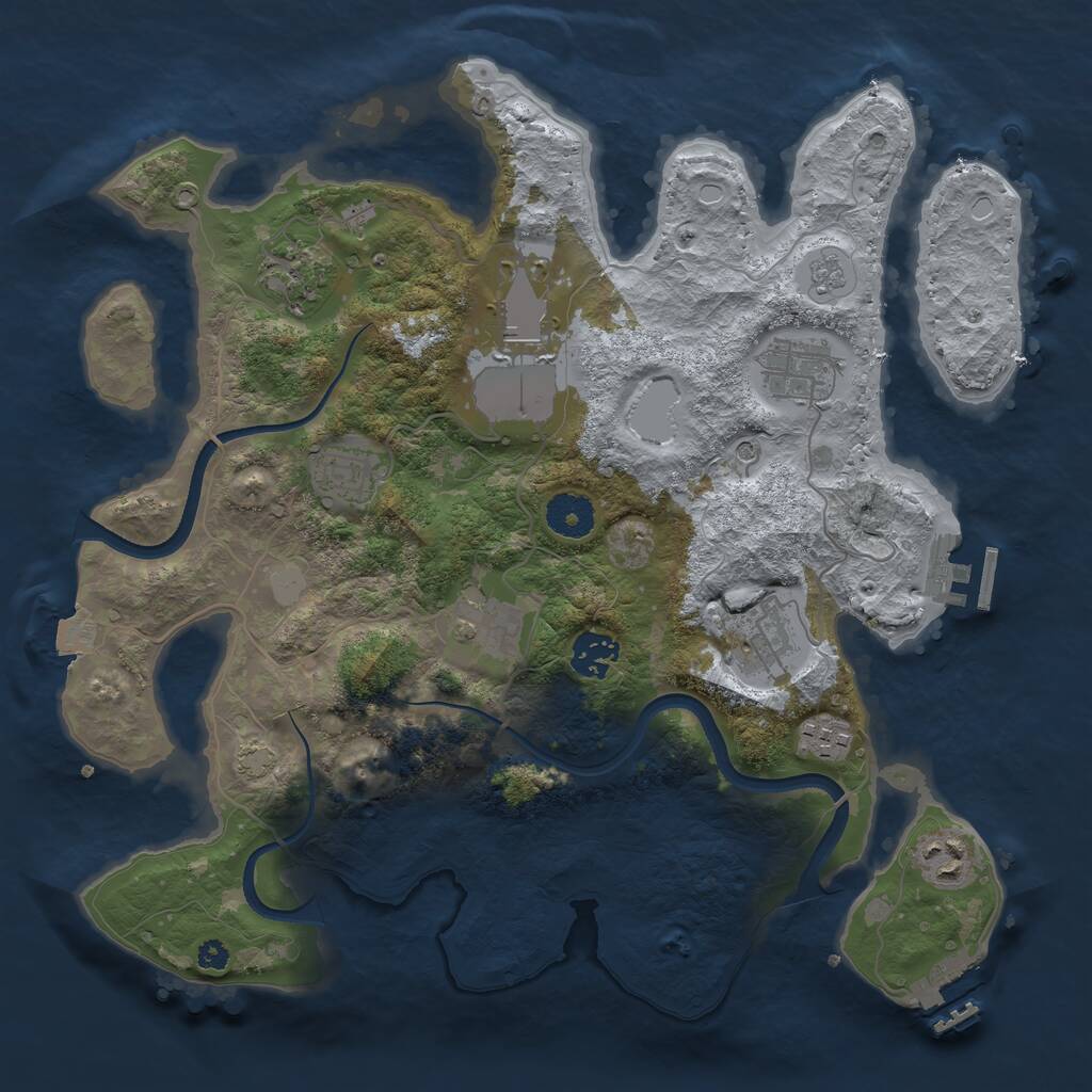 Rust Map: Procedural Map, Size: 3500, Seed: 1468003794, 15 Monuments