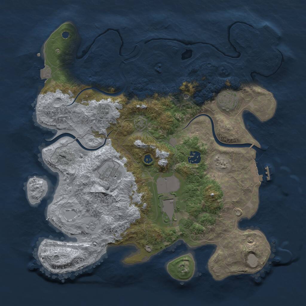 Rust Map: Procedural Map, Size: 3500, Seed: 2857750, 11 Monuments