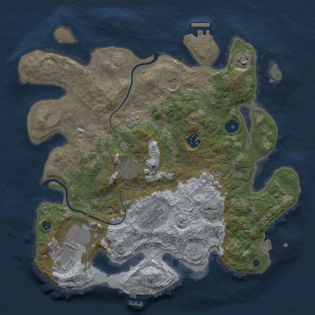 Rust Map: Procedural Map, Size: 3500, Seed: 17217228, 13 Monuments