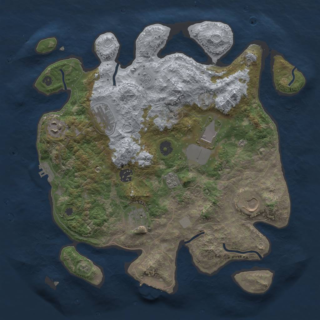 Rust Map: Procedural Map, Size: 3500, Seed: 713315290, 15 Monuments