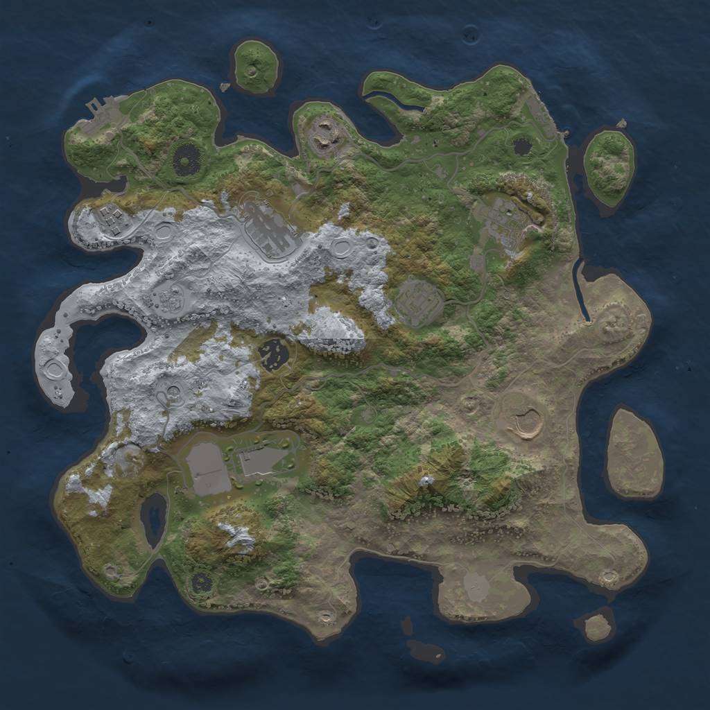 Rust Map: Procedural Map, Size: 3500, Seed: 56160608, 17 Monuments
