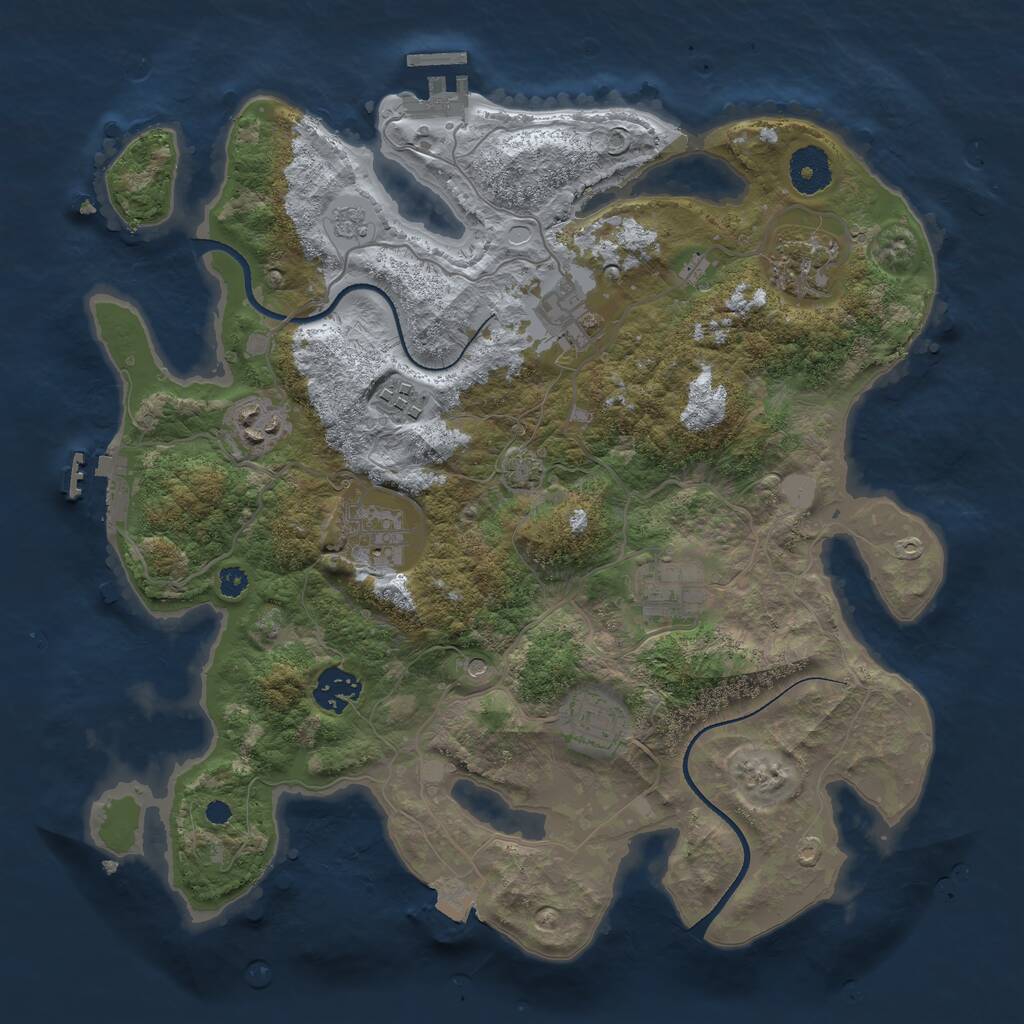 Rust Map: Procedural Map, Size: 3435, Seed: 852310, 14 Monuments