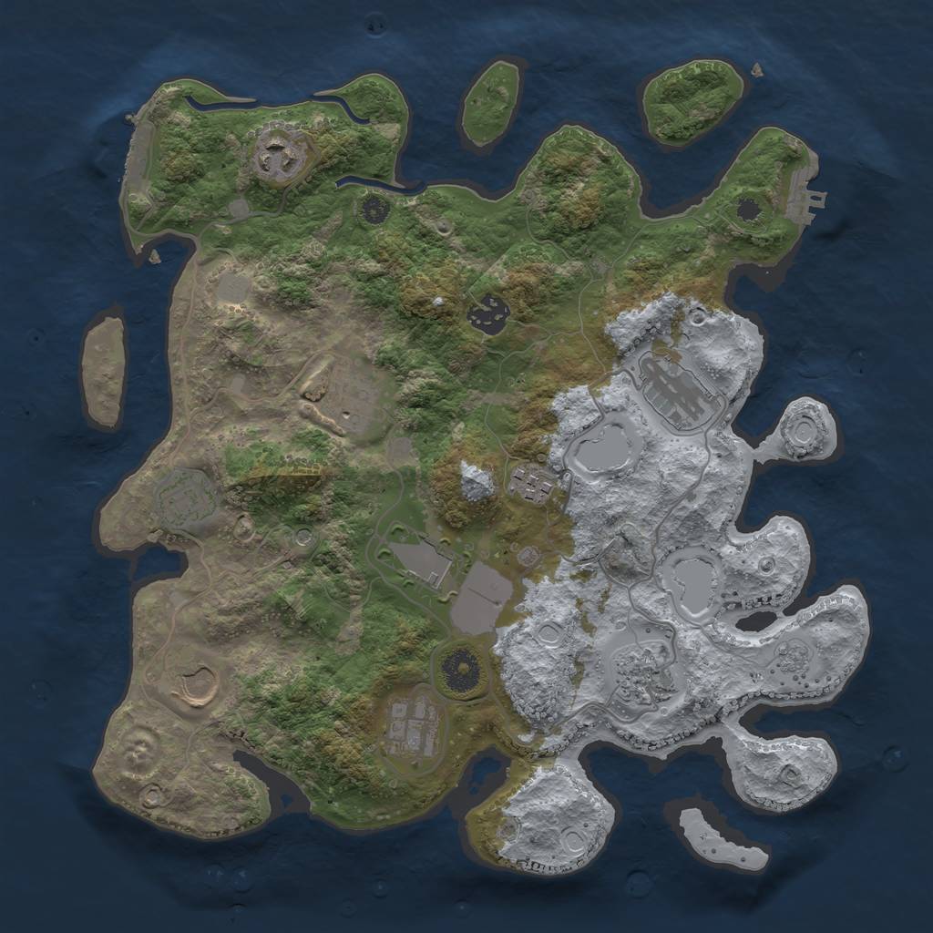 Rust Map: Procedural Map, Size: 3500, Seed: 33187689, 19 Monuments