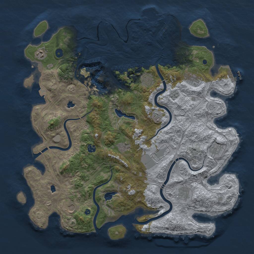 Rust Map: Procedural Map, Size: 4500, Seed: 735817562, 16 Monuments