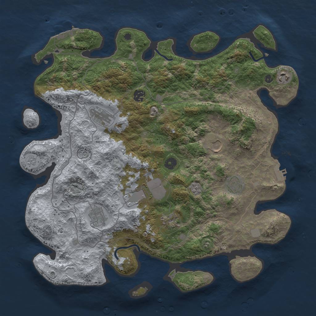 Rust Map: Procedural Map, Size: 4000, Seed: 6734, 18 Monuments