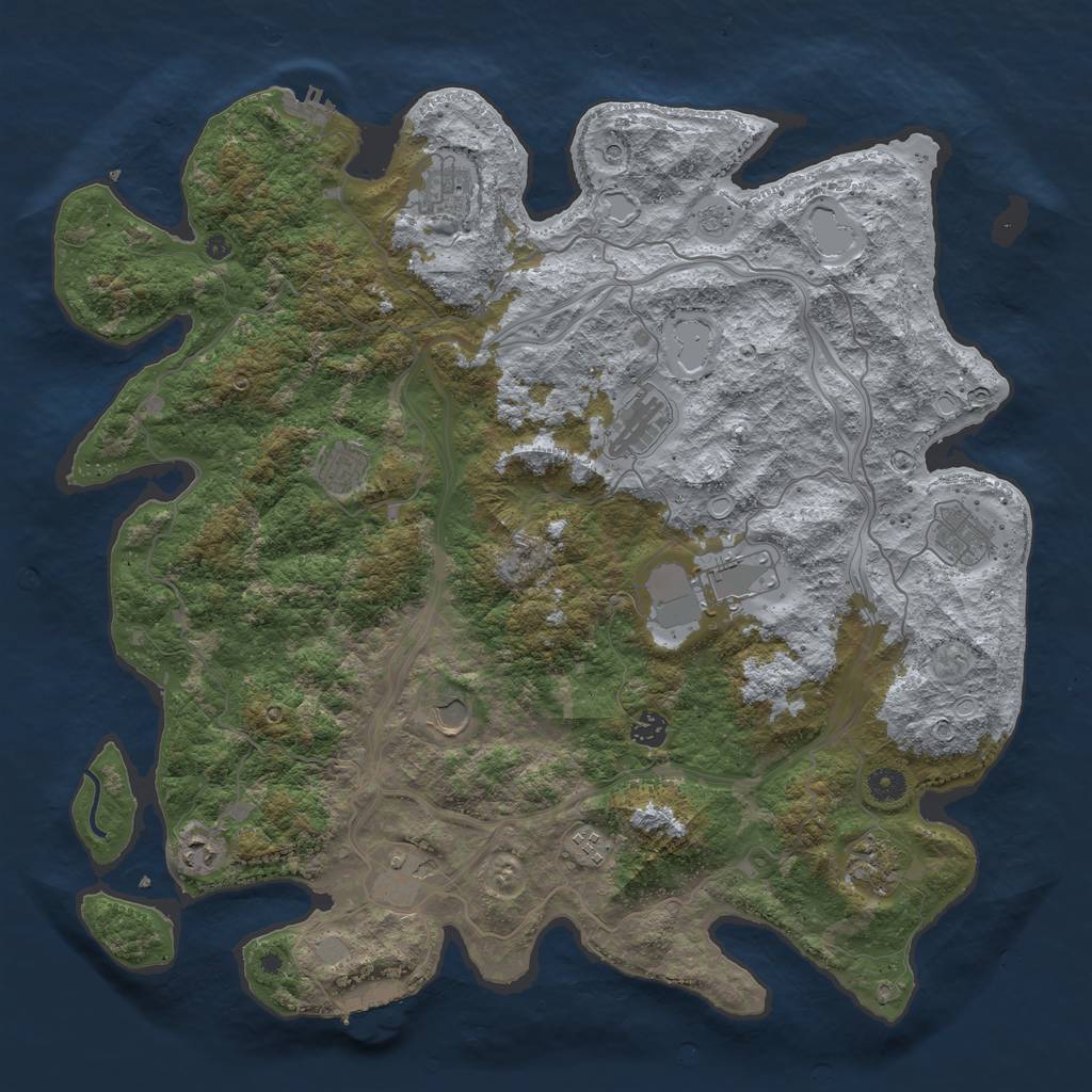 Rust Map: Procedural Map, Size: 4500, Seed: 801048791, 20 Monuments