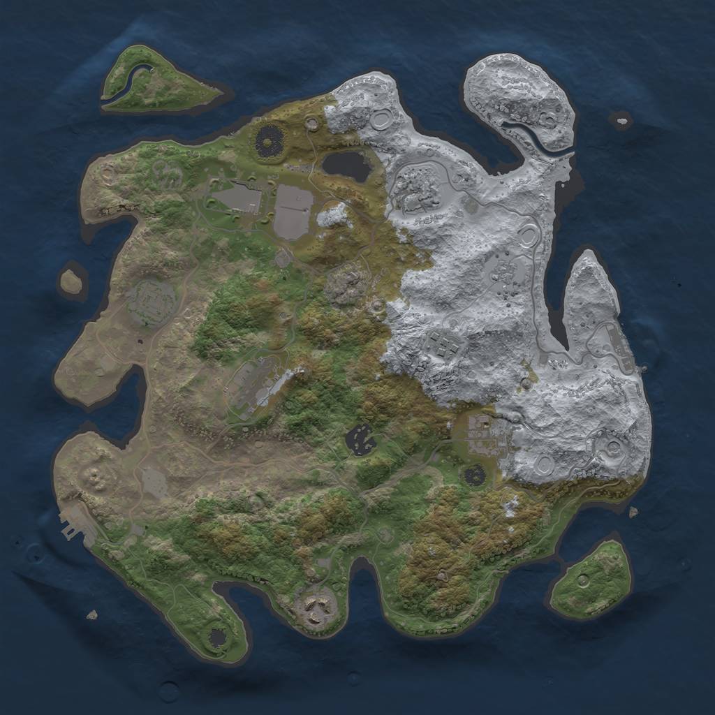 Rust Map: Procedural Map, Size: 3500, Seed: 635097665, 17 Monuments
