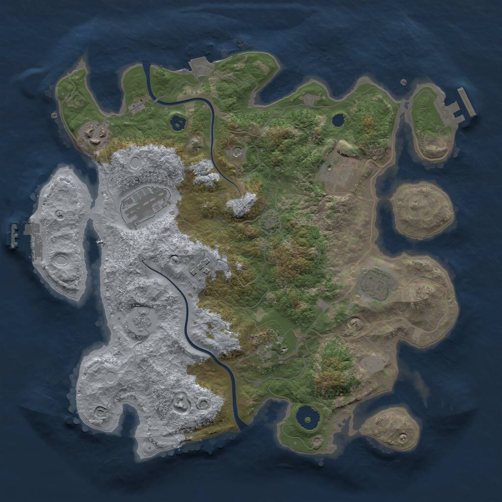 Rust Map: Procedural Map, Size: 3250, Seed: 5454, 12 Monuments