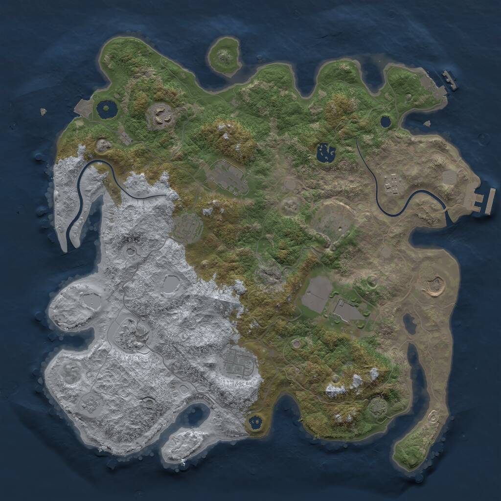 Rust Map: Procedural Map, Size: 3800, Seed: 14578945, 16 Monuments