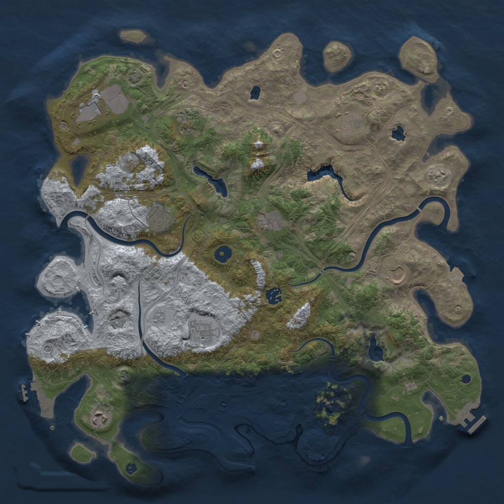 Rust Map: Procedural Map, Size: 4500, Seed: 1122176961, 16 Monuments