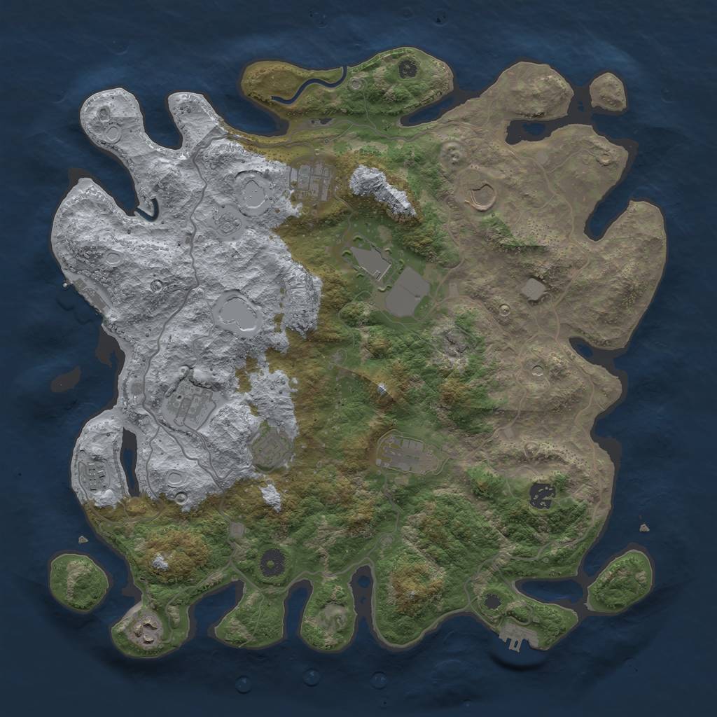 Rust Map: Procedural Map, Size: 4000, Seed: 213554, 18 Monuments