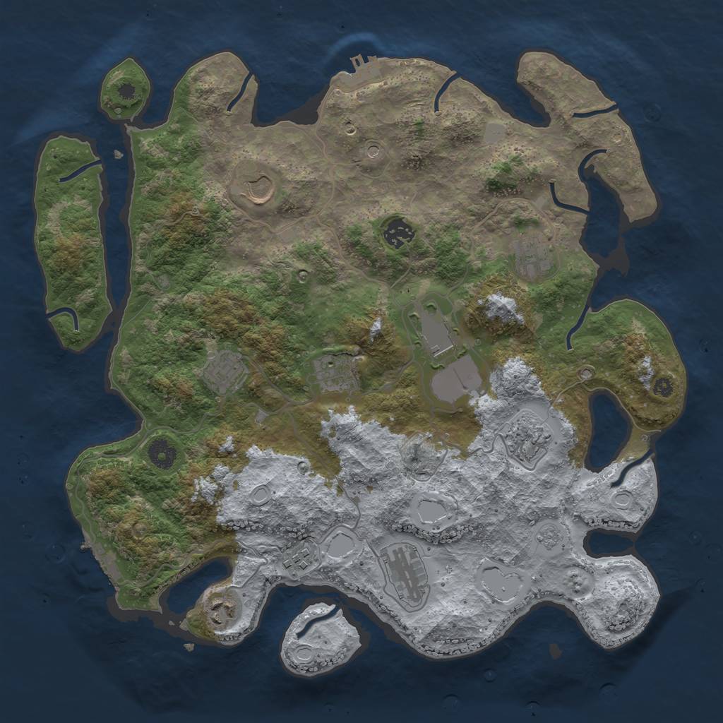 Rust Map: Procedural Map, Size: 3800, Seed: 94420835, 19 Monuments