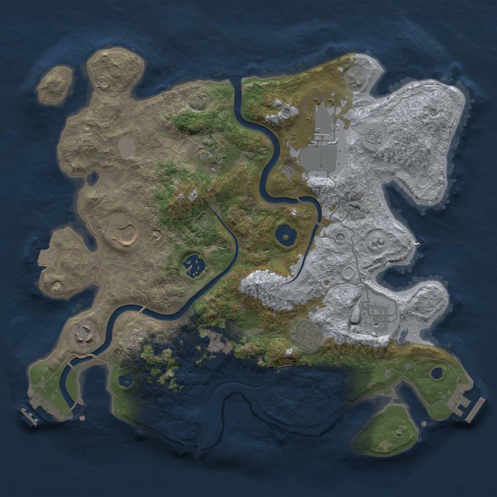 Rust Map: Procedural Map, Size: 3500, Seed: 8551399, 15 Monuments