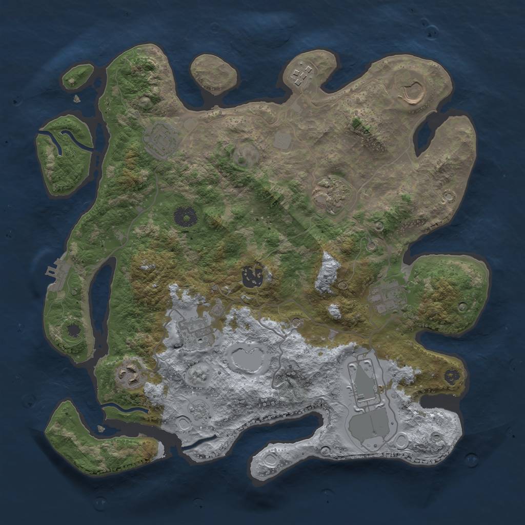 Rust Map: Procedural Map, Size: 3500, Seed: 1517785439, 17 Monuments