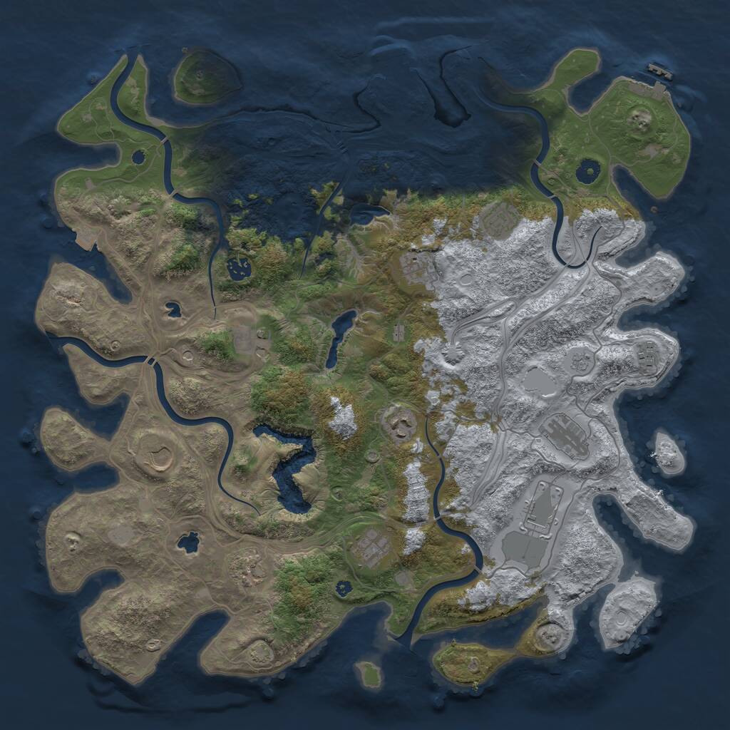 Rust Map: Procedural Map, Size: 4500, Seed: 758176475, 17 Monuments