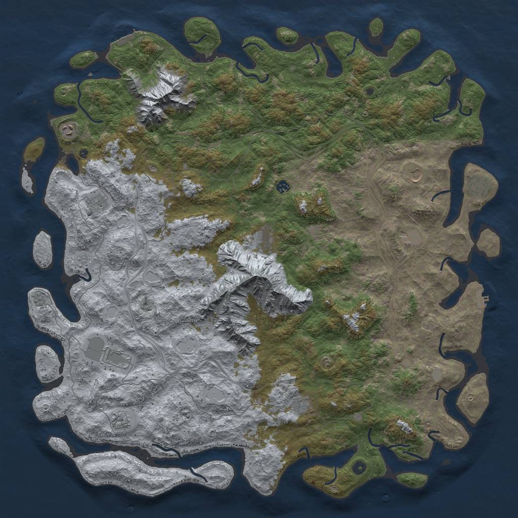 Rust Map: Procedural Map, Size: 6000, Seed: 33333, 20 Monuments