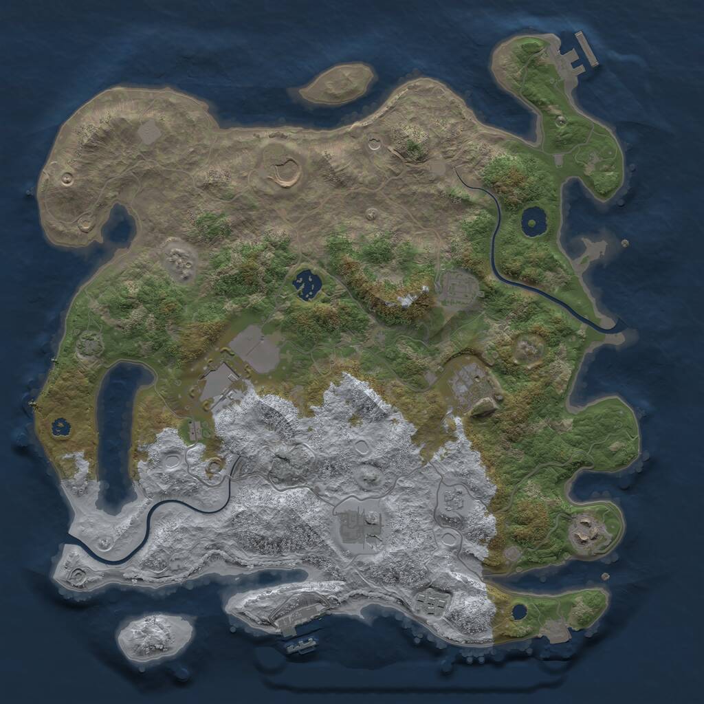 Rust Map: Procedural Map, Size: 3750, Seed: 89896919, 14 Monuments