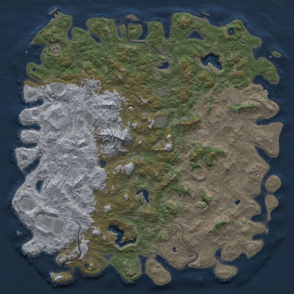 Rust Map: Procedural Map, Size: 6000, Seed: 31494, 17 Monuments