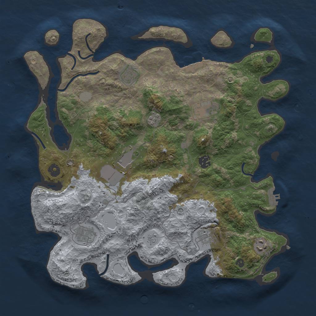 Rust Map: Procedural Map, Size: 3800, Seed: 2543505, 17 Monuments