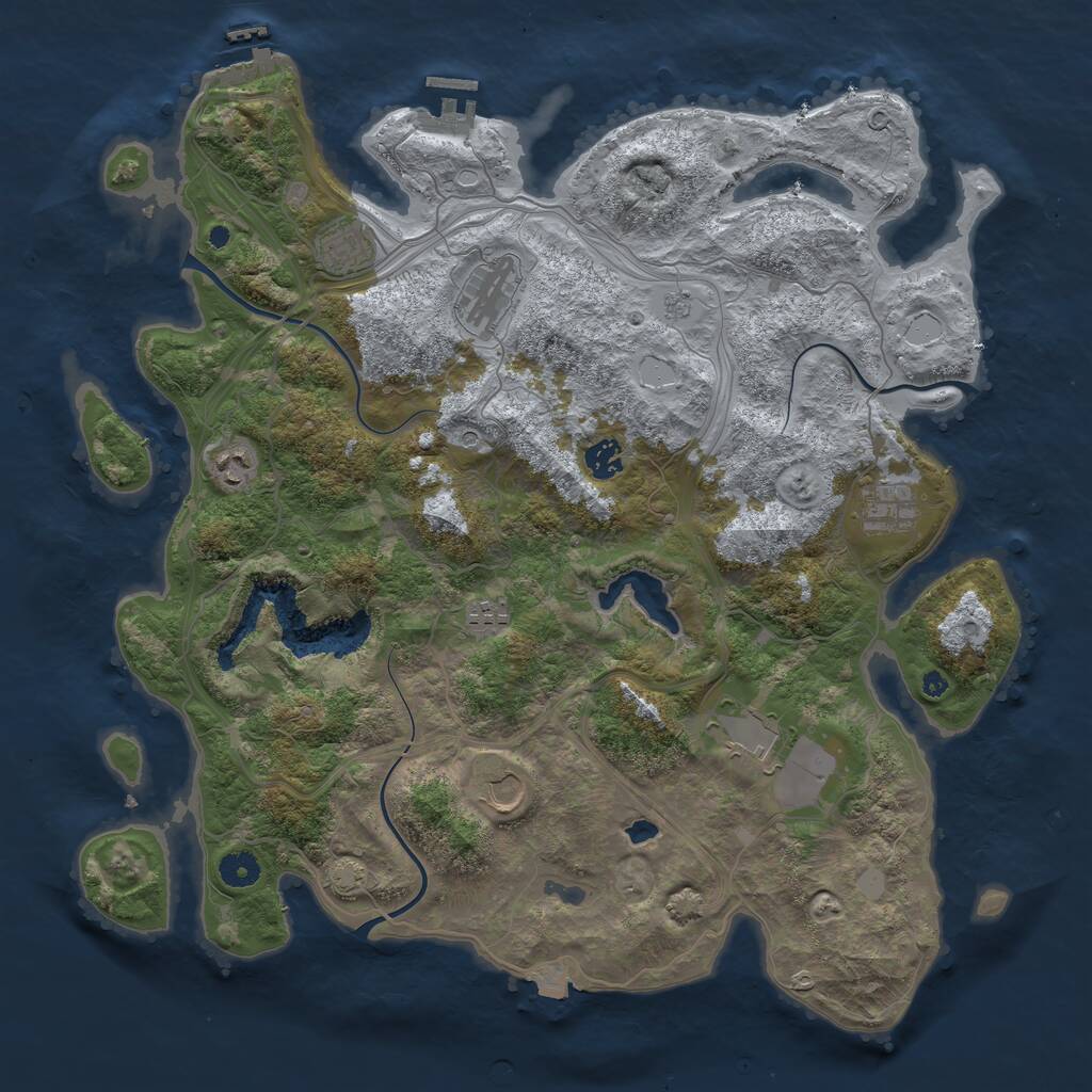 Rust Map: Procedural Map, Size: 4250, Seed: 988218186, 14 Monuments