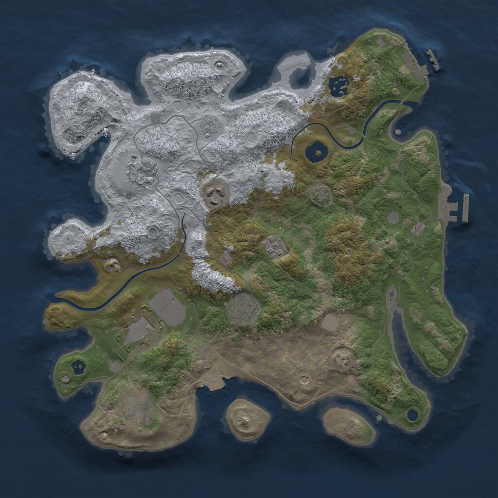 Rust Map: Procedural Map, Size: 3500, Seed: 1152582687, 13 Monuments