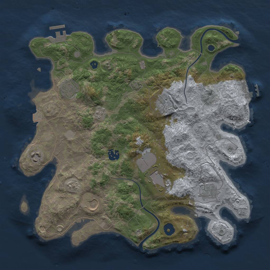 Rust Map: Procedural Map, Size: 3500, Seed: 875165, 14 Monuments