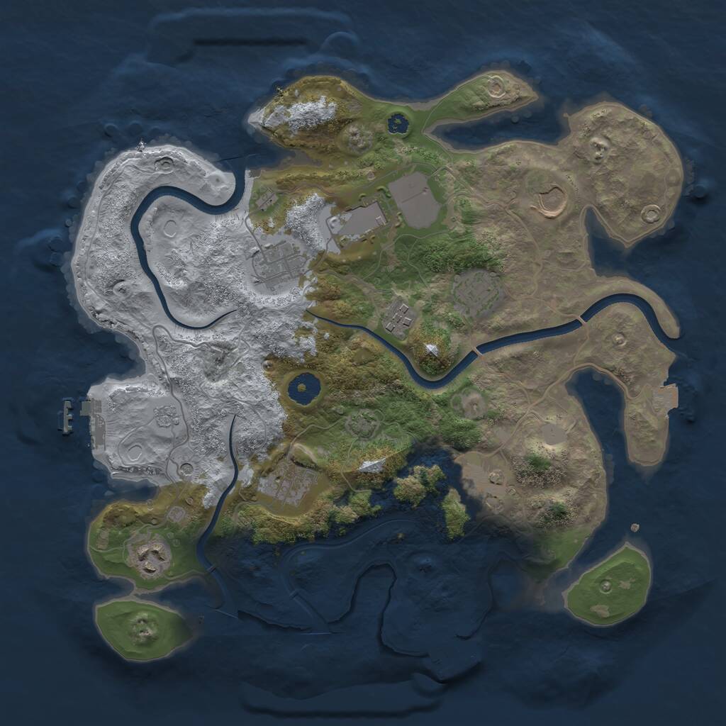 Rust Map: Procedural Map, Size: 3500, Seed: 30587, 14 Monuments