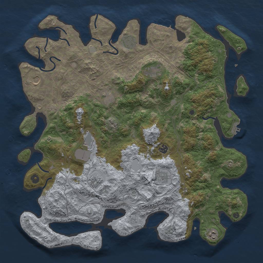 Rust Map: Procedural Map, Size: 4500, Seed: 4372947, 19 Monuments