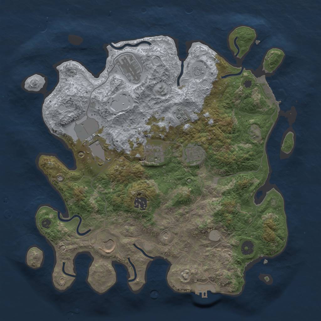 Rust Map: Procedural Map, Size: 3500, Seed: 94974343, 16 Monuments