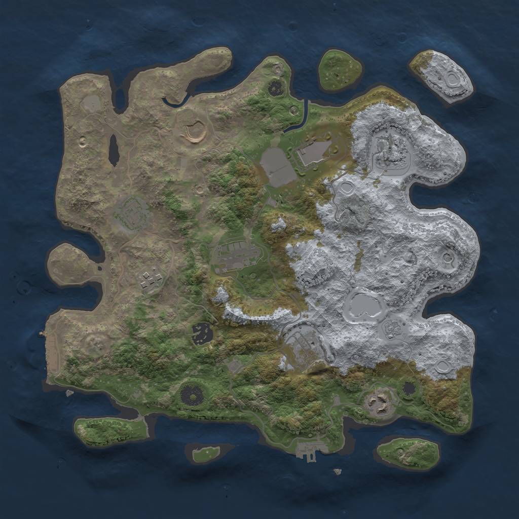 Rust Map: Procedural Map, Size: 3500, Seed: 664070513, 18 Monuments
