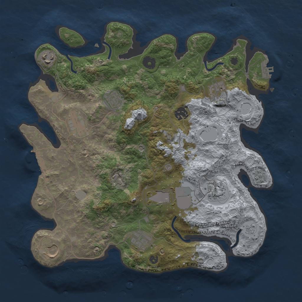 Rust Map: Procedural Map, Size: 3500, Seed: 41348410, 19 Monuments