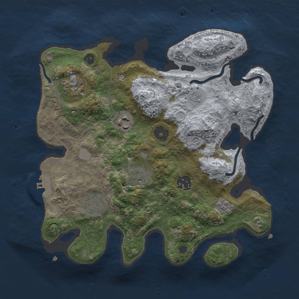 Rust Map: Procedural Map, Size: 3000, Seed: 58713, 14 Monuments