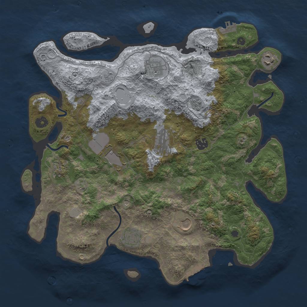 Rust Map: Procedural Map, Size: 3775, Seed: 54342424, 16 Monuments