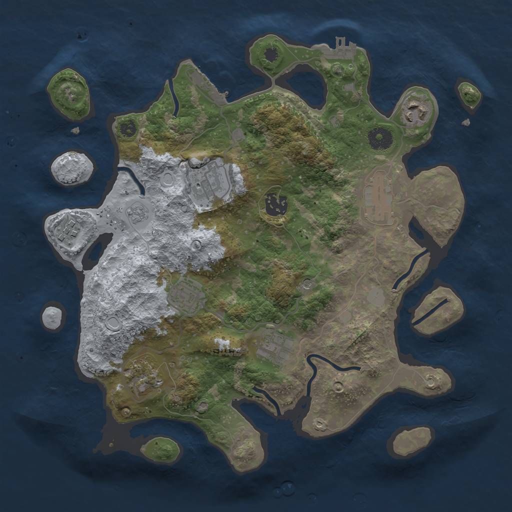 Rust Map: Procedural Map, Size: 3250, Seed: 140193972, 17 Monuments