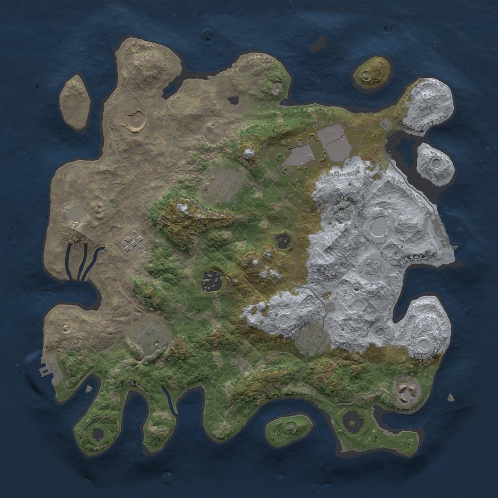 Rust Map: Procedural Map, Size: 3500, Seed: 215167877, 17 Monuments