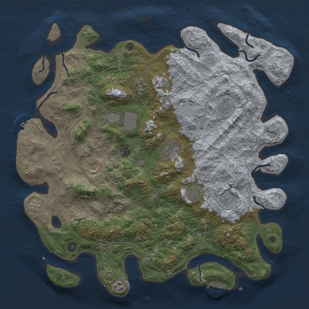 Rust Map: Procedural Map, Size: 4500, Seed: 1275607936, 20 Monuments