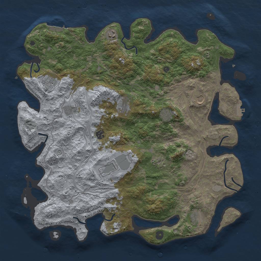 Rust Map: Procedural Map, Size: 4500, Seed: 75812305, 20 Monuments