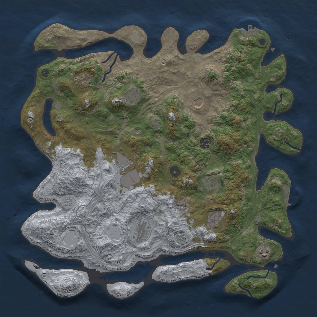 Rust Map: Procedural Map, Size: 4250, Seed: 946091149, 19 Monuments
