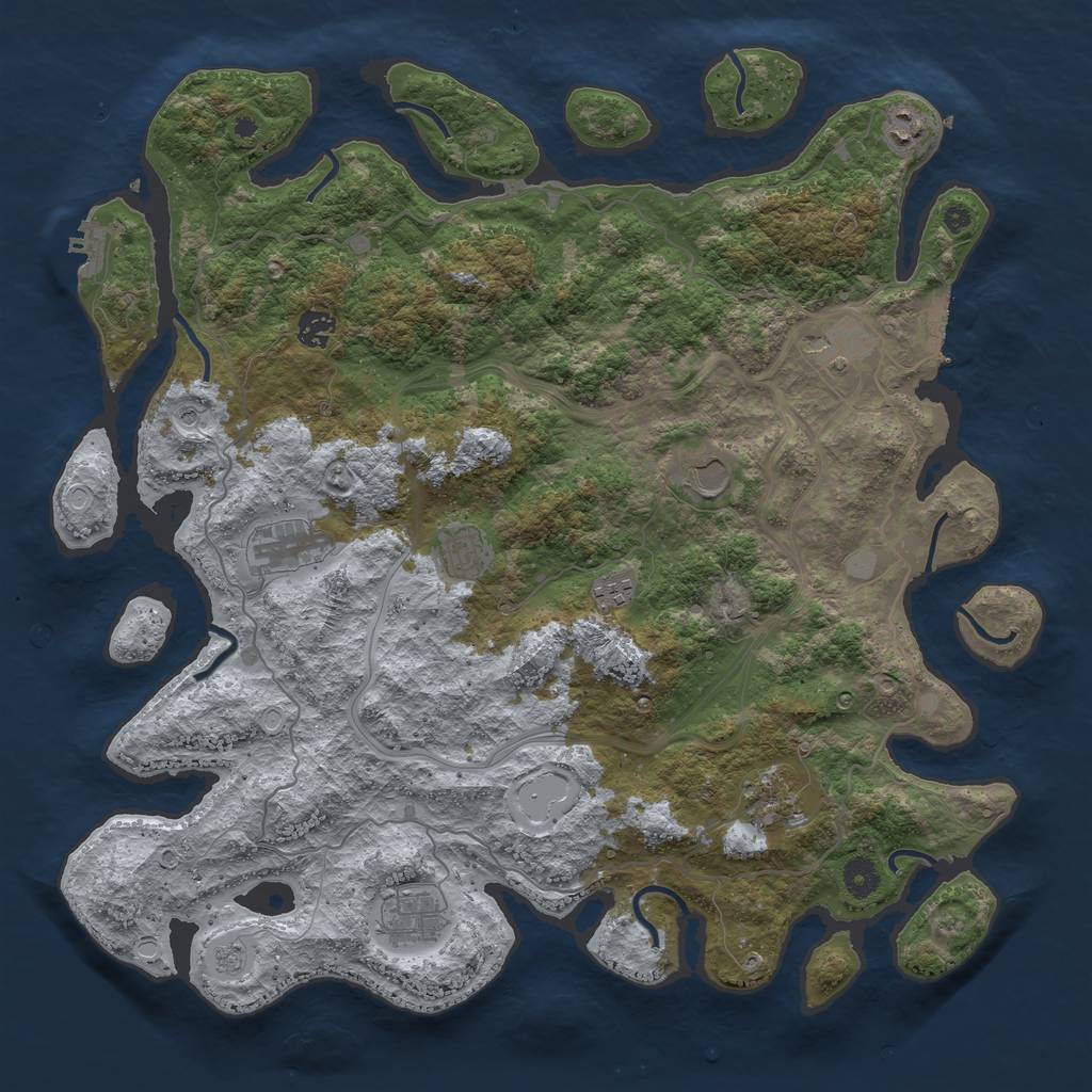Rust Map: Procedural Map, Size: 4250, Seed: 1853321654, 18 Monuments