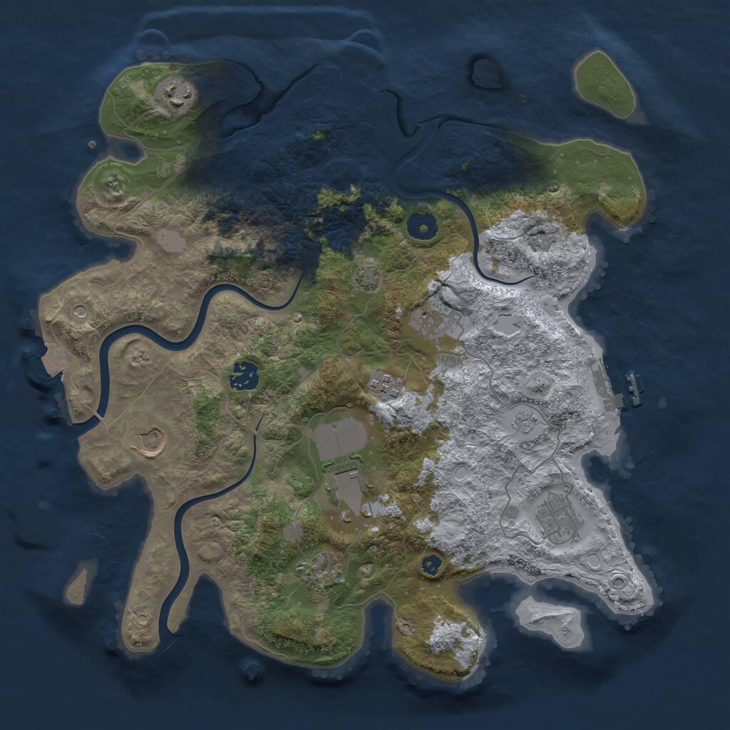 Rust Map: Procedural Map, Size: 3700, Seed: 1585088376, 14 Monuments