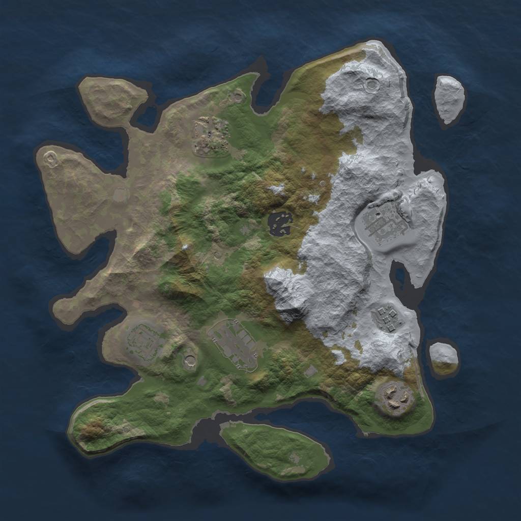 Rust Map: Barren, Size: 3000, Seed: 574700424, 10 Monuments