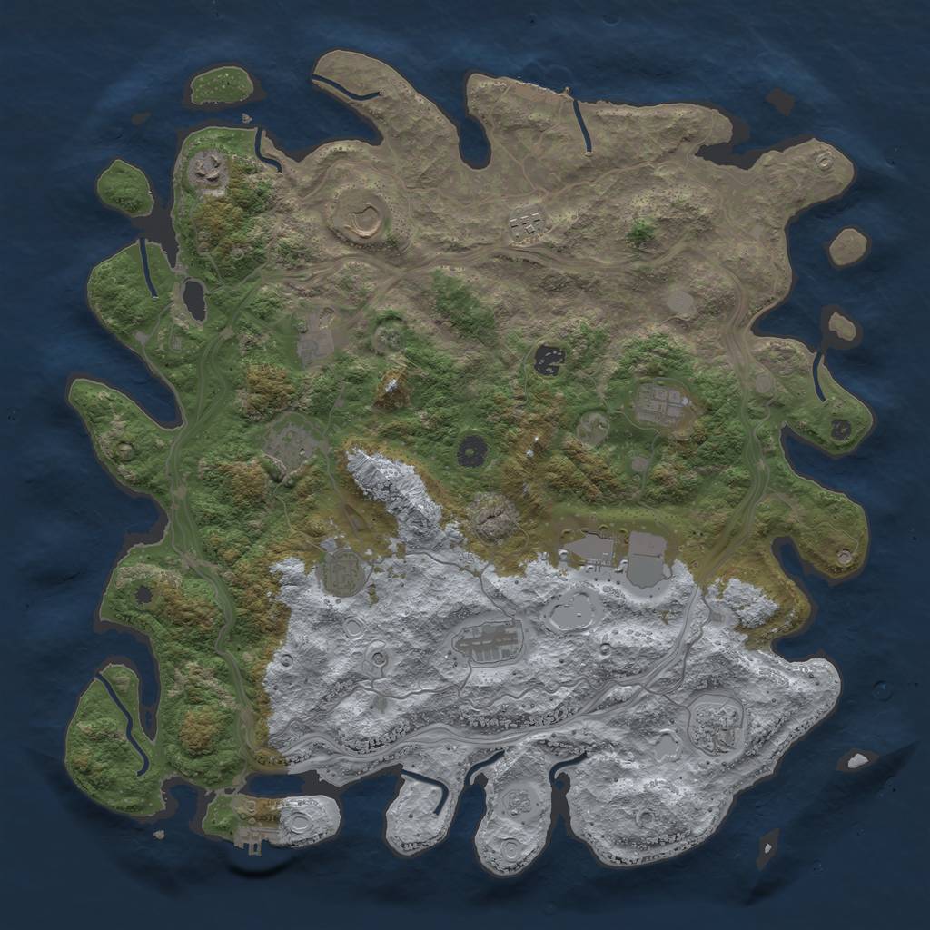 Rust Map: Procedural Map, Size: 4500, Seed: 1110538305, 20 Monuments