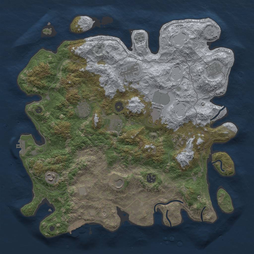 Rust Map: Procedural Map, Size: 4000, Seed: 7414, 19 Monuments