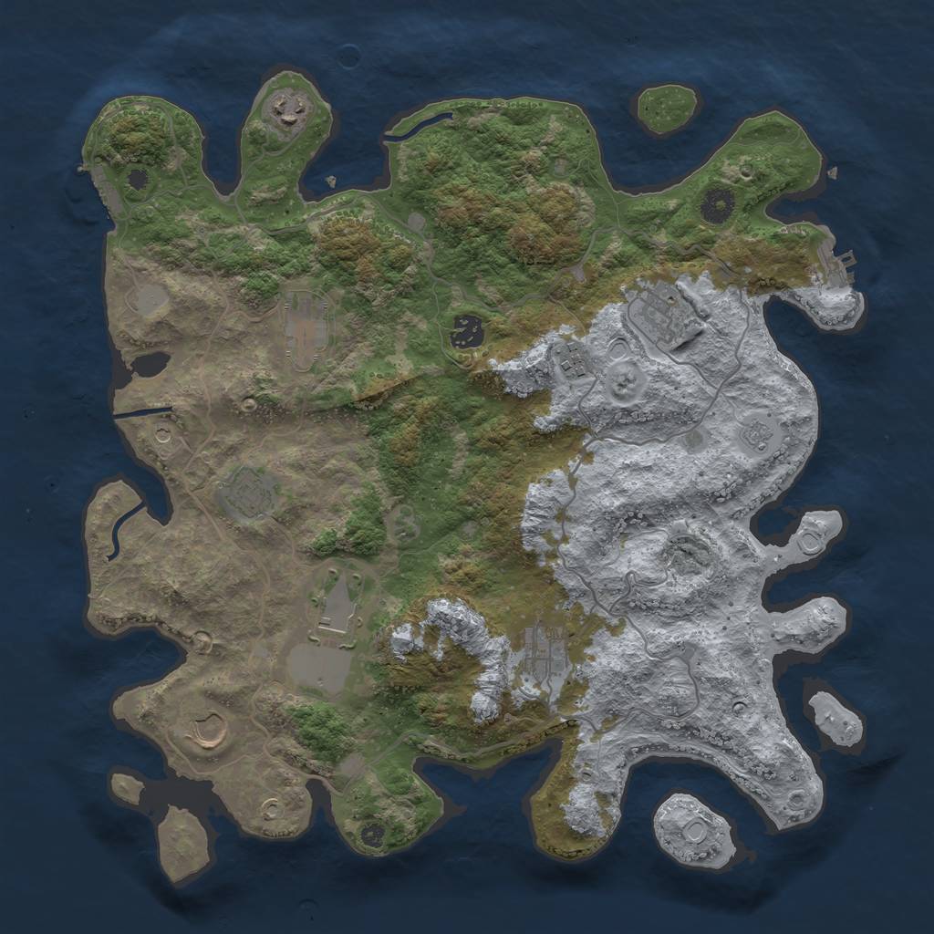 Rust Map: Procedural Map, Size: 4000, Seed: 87554241, 18 Monuments