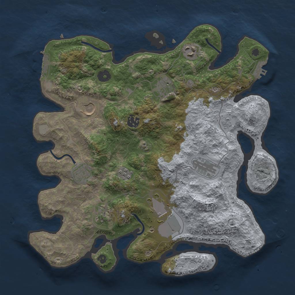 Rust Map: Procedural Map, Size: 3500, Seed: 13299576, 18 Monuments